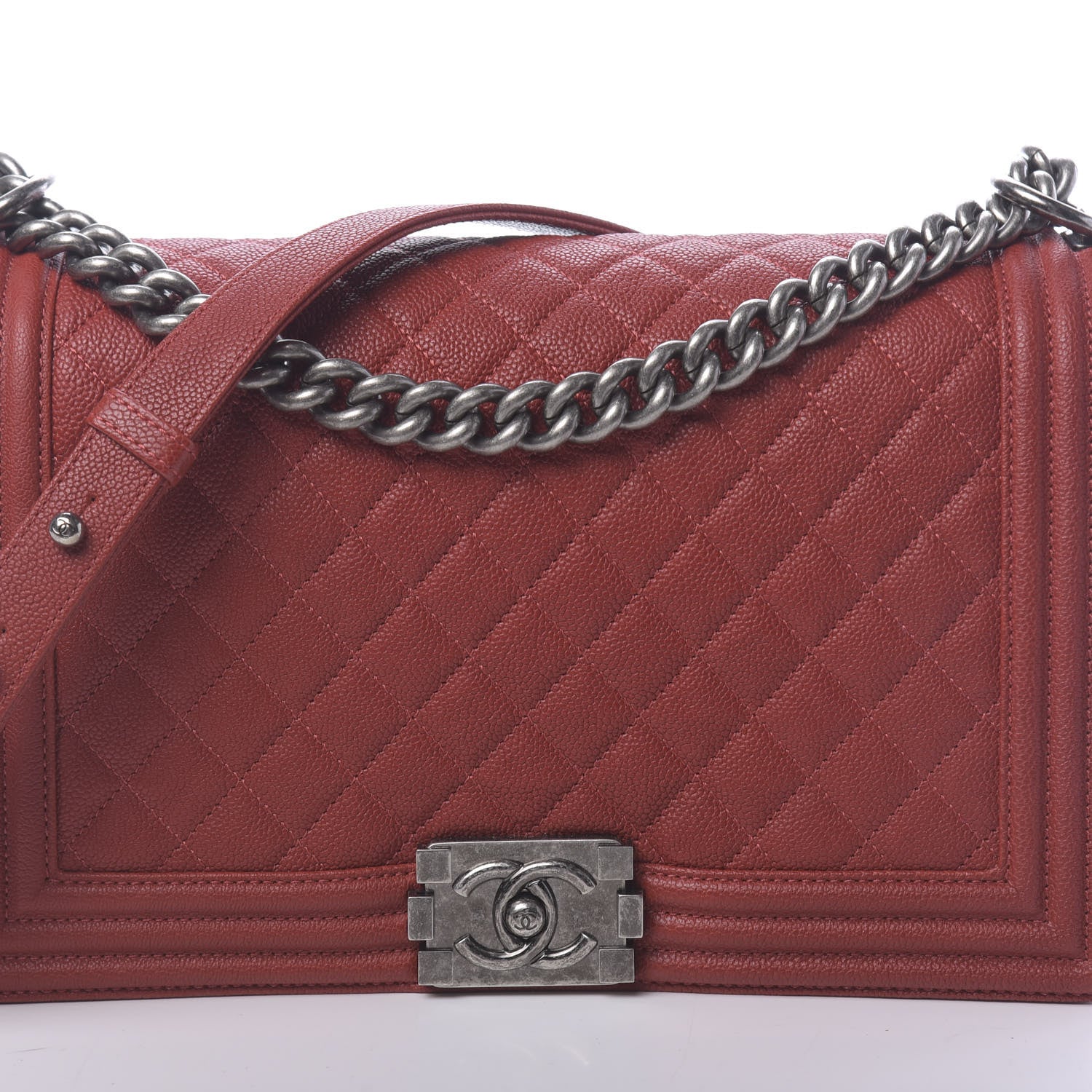 Chanel Caviar Quilted New Medium Boy Flap Dark Red 11 of 11