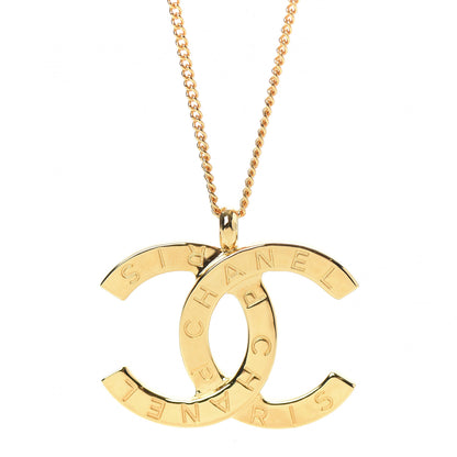 Chanel Metal CC Paris Button Necklace Gold 4 of 6