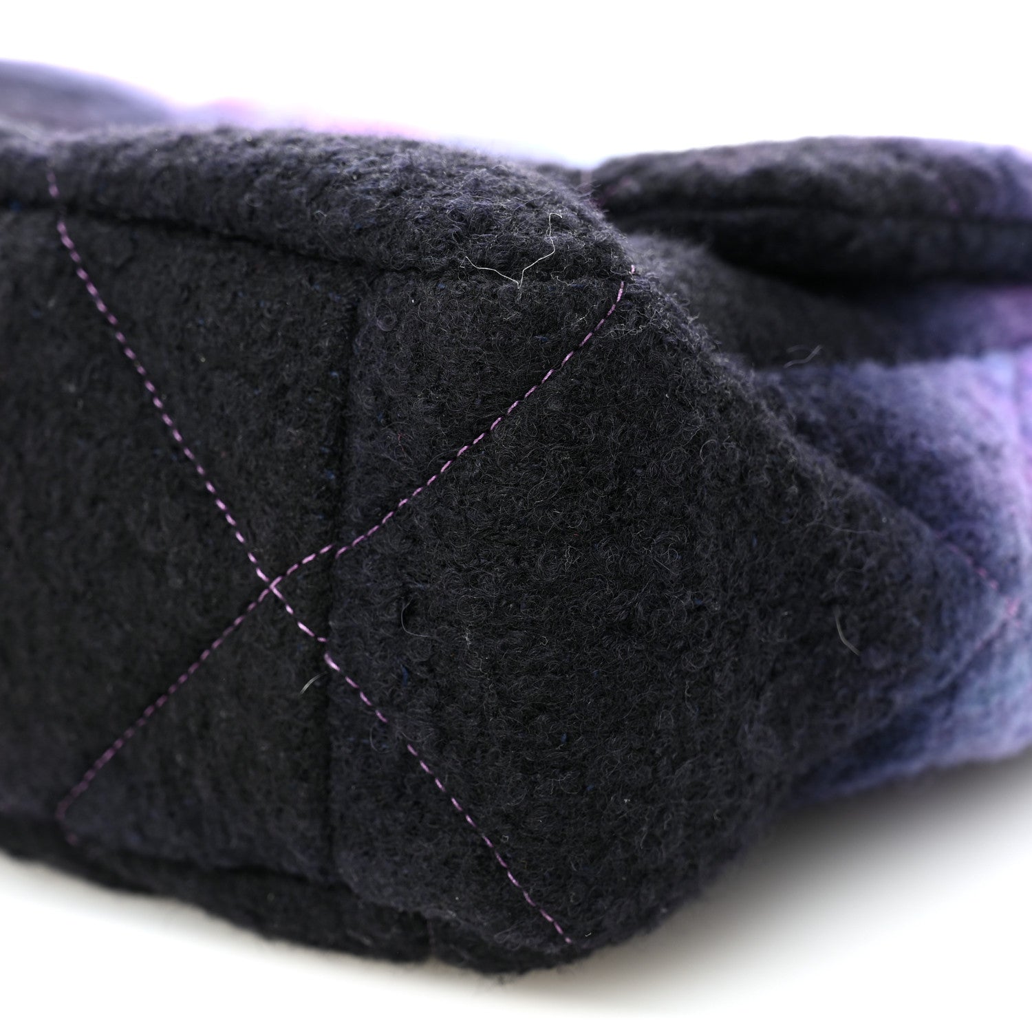 Chanel Wool Tweed Quilted Large Chanel 19 Flap Purple Black Blue 10 of 11