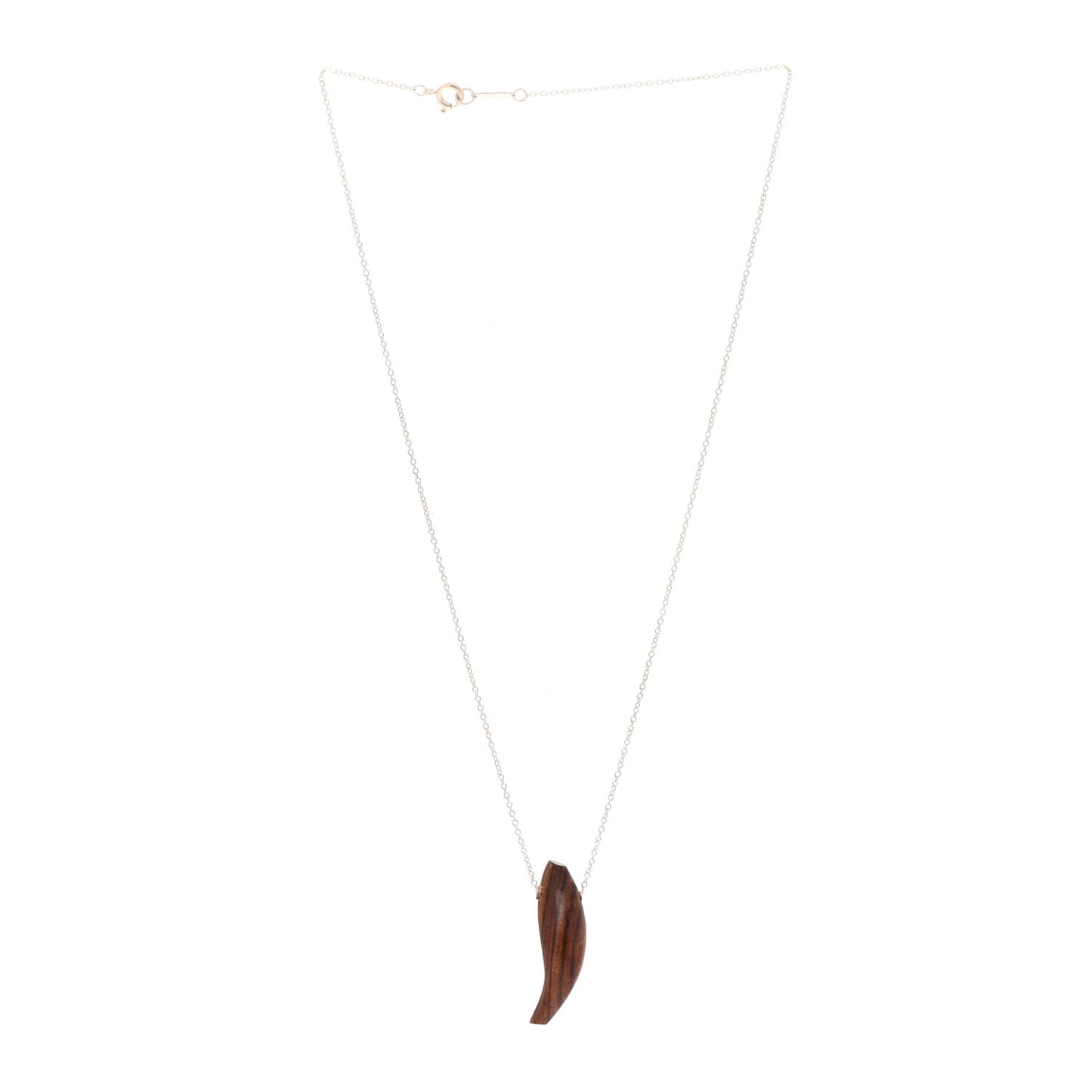Sterling Silver Wood Frank Gehry Fish Pendant Necklace