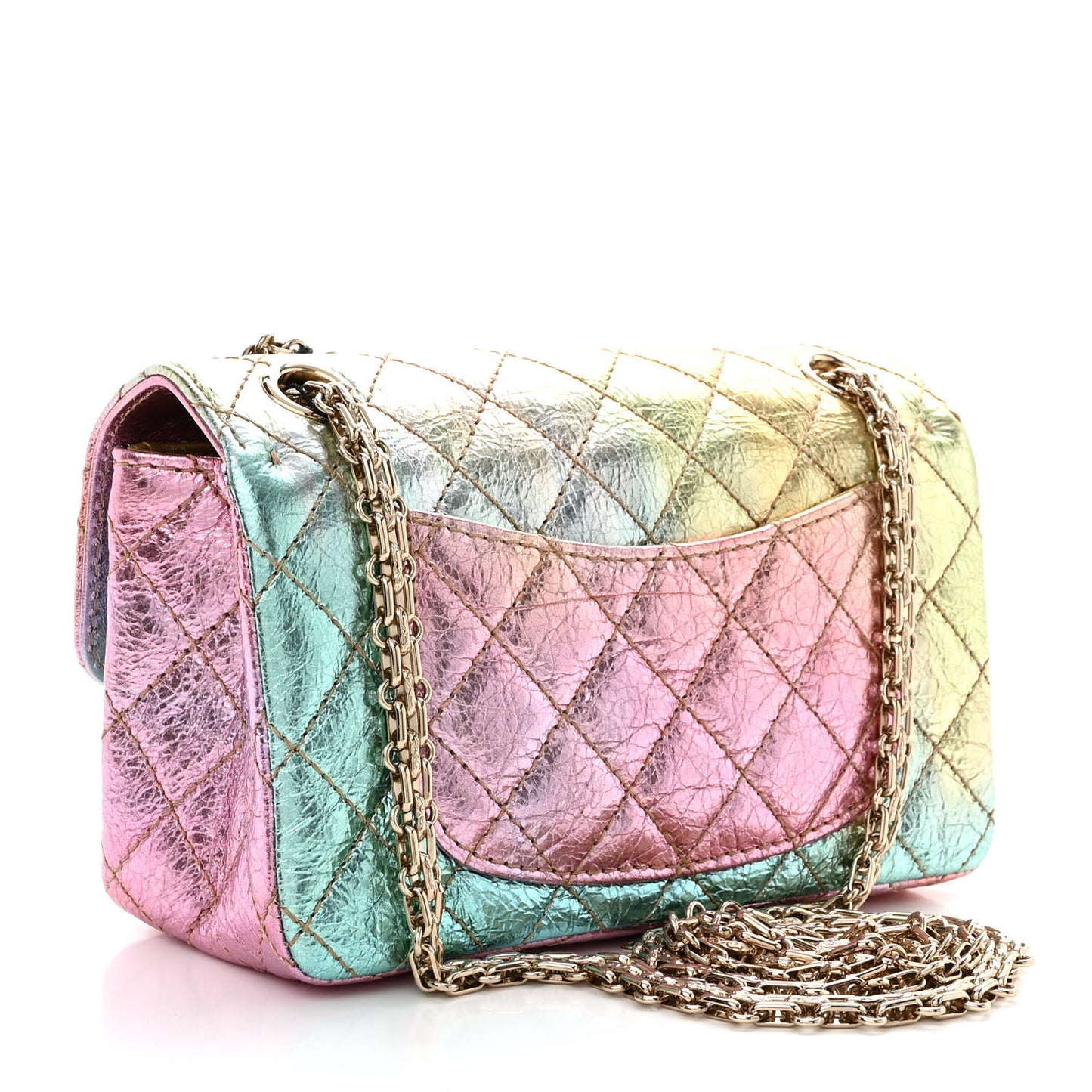 Metallic Goatskin Quilted Mini 2.55 Reissue Flap Multicolor