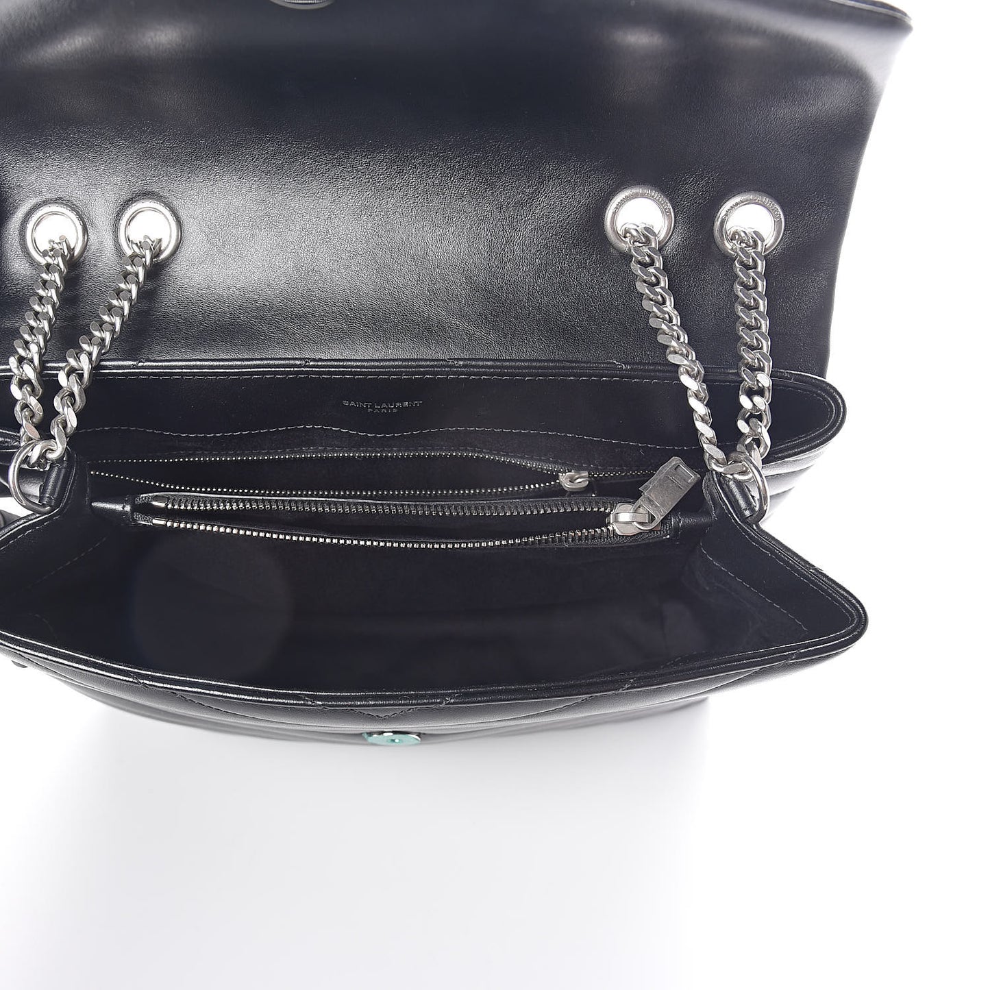 Calfskin Y Quilted Monogram Medium Loulou Chain Satchel Black