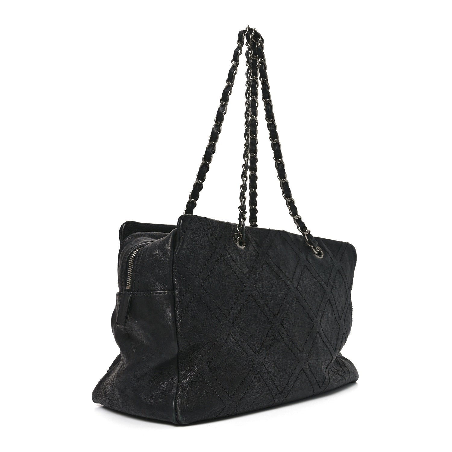 Chanel Calfskin Large Diamond Stitch Tote Black 3 of 10