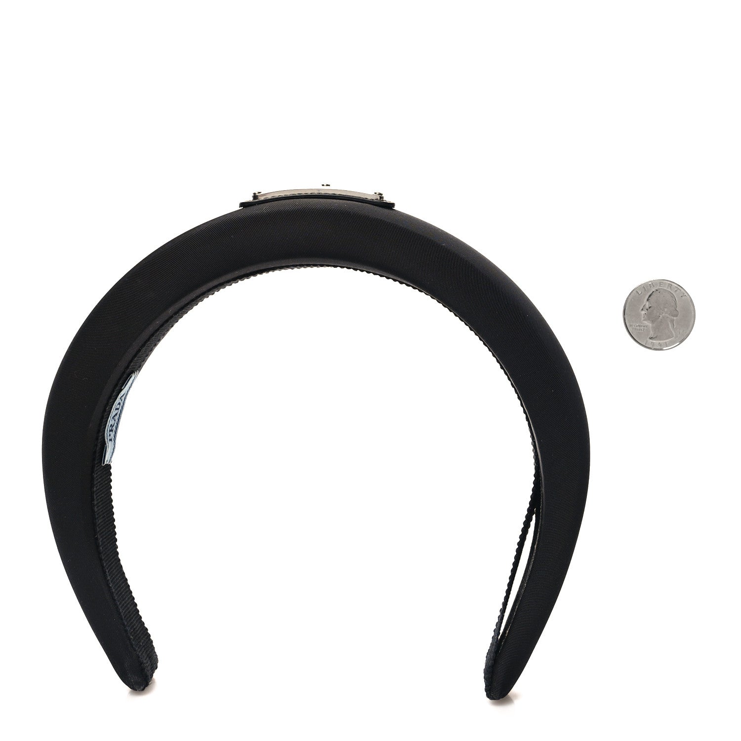 Prada Re-Nylon Metal Triangle Logo Headband Black 2 of 5