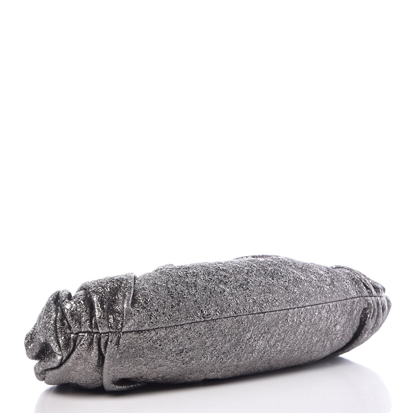 Metallic Crackled Calfskin Monte Carlo Clutch Dark Silver
