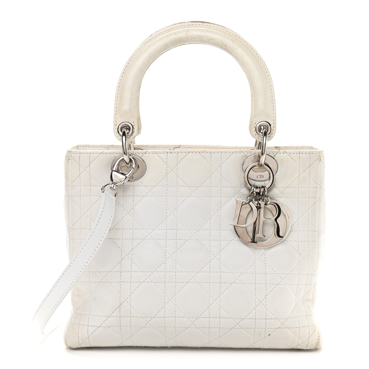 Lambskin Cannage Medium Lady Dior White