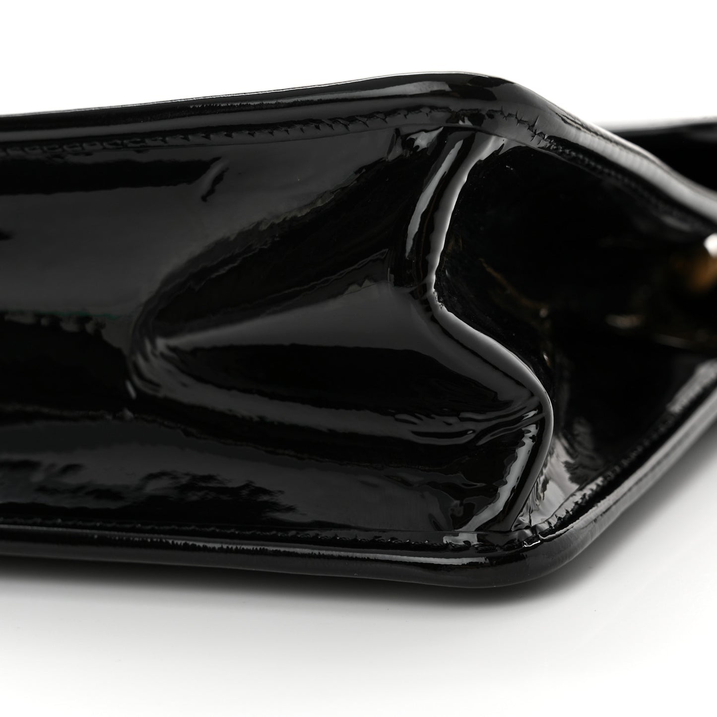 Patent Quilted Graphic Catch Flap Black