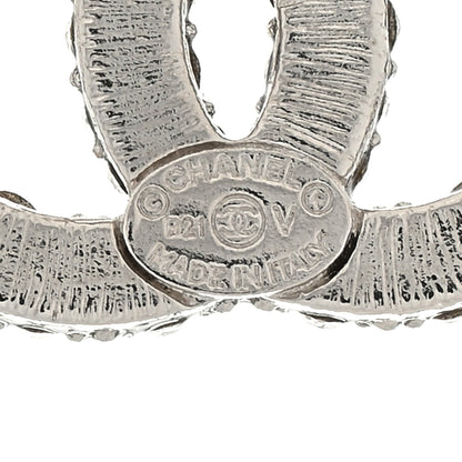 Chanel Crystal CC Treasure Chest Earrings Silver 4 of 4