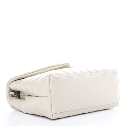 Saint Laurent Calfskin Y Quilted Monogram Small Loulou Chain Satchel Ivory 4 of 11