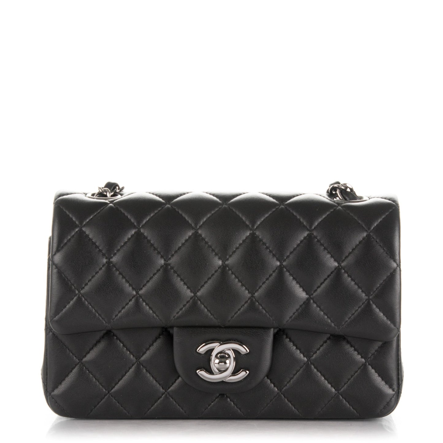 Lambskin Quilted Mini Rectangular Flap Black