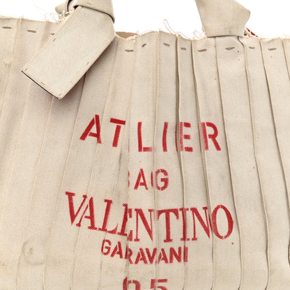 Valentino Garavani Canvas Atelier 05 Plisse Edition Medium Tote Bag Naturale 7 of 11