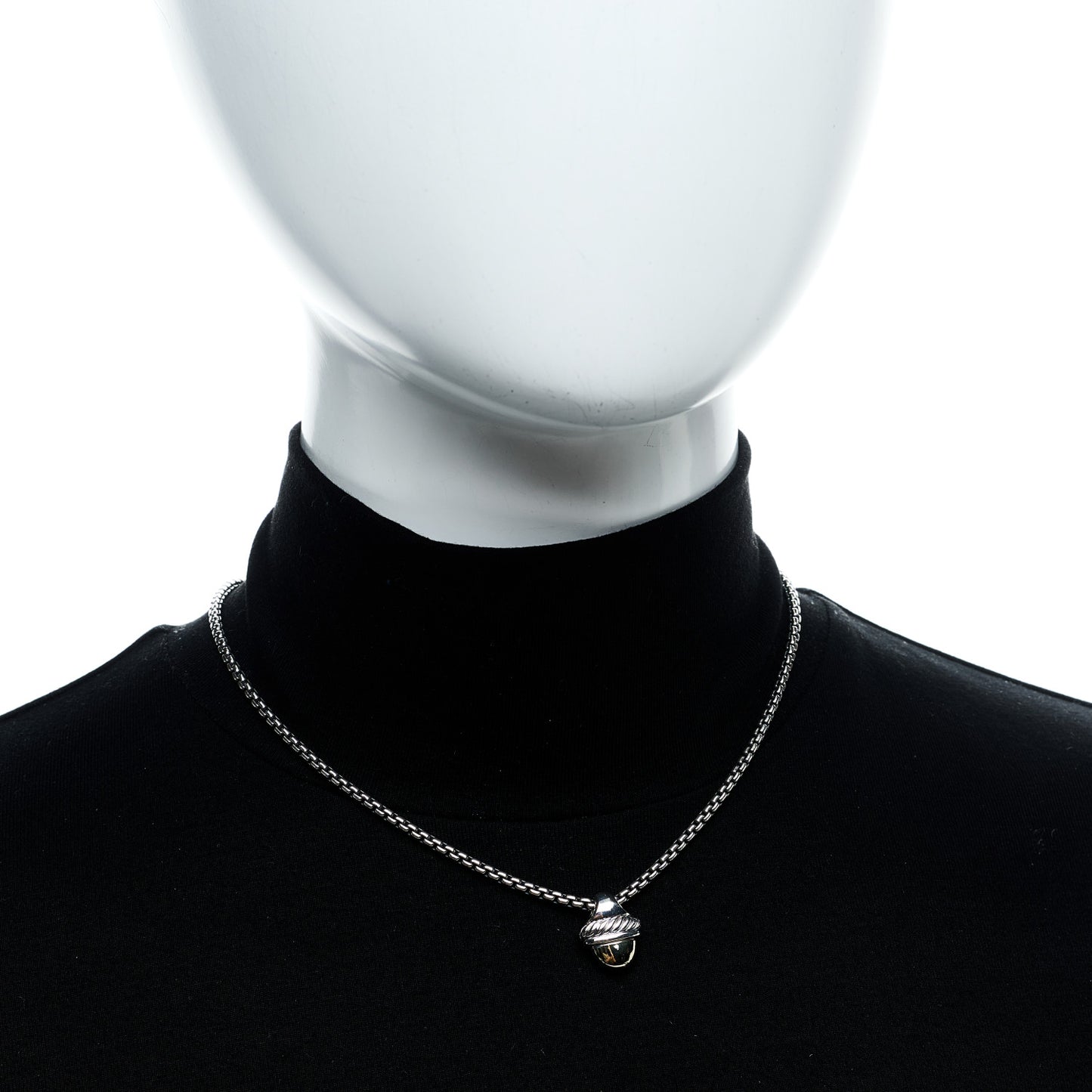 Sterling Silver 14K Yellow Gold Acorn Pendant Necklace