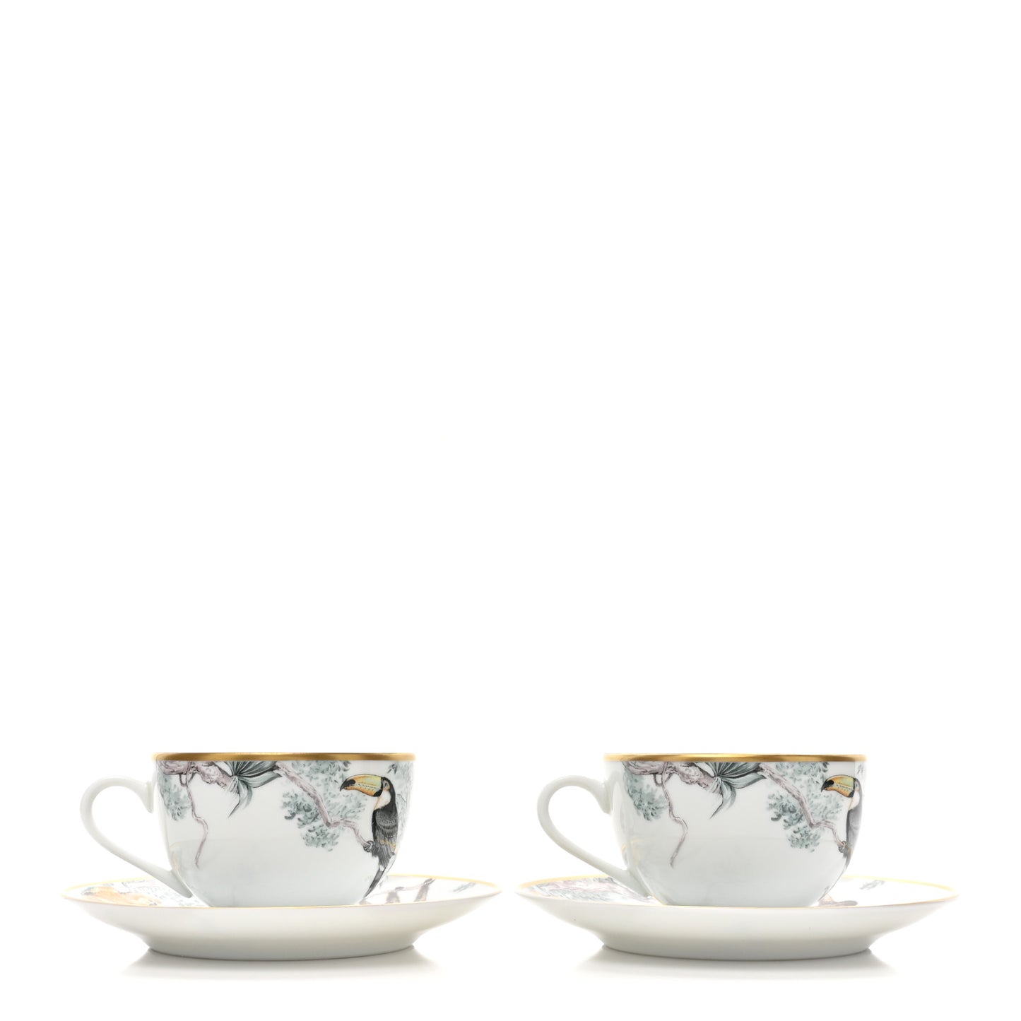 Porcelain Carnets d'Equateur Tea Cup and Saucer Set of 2