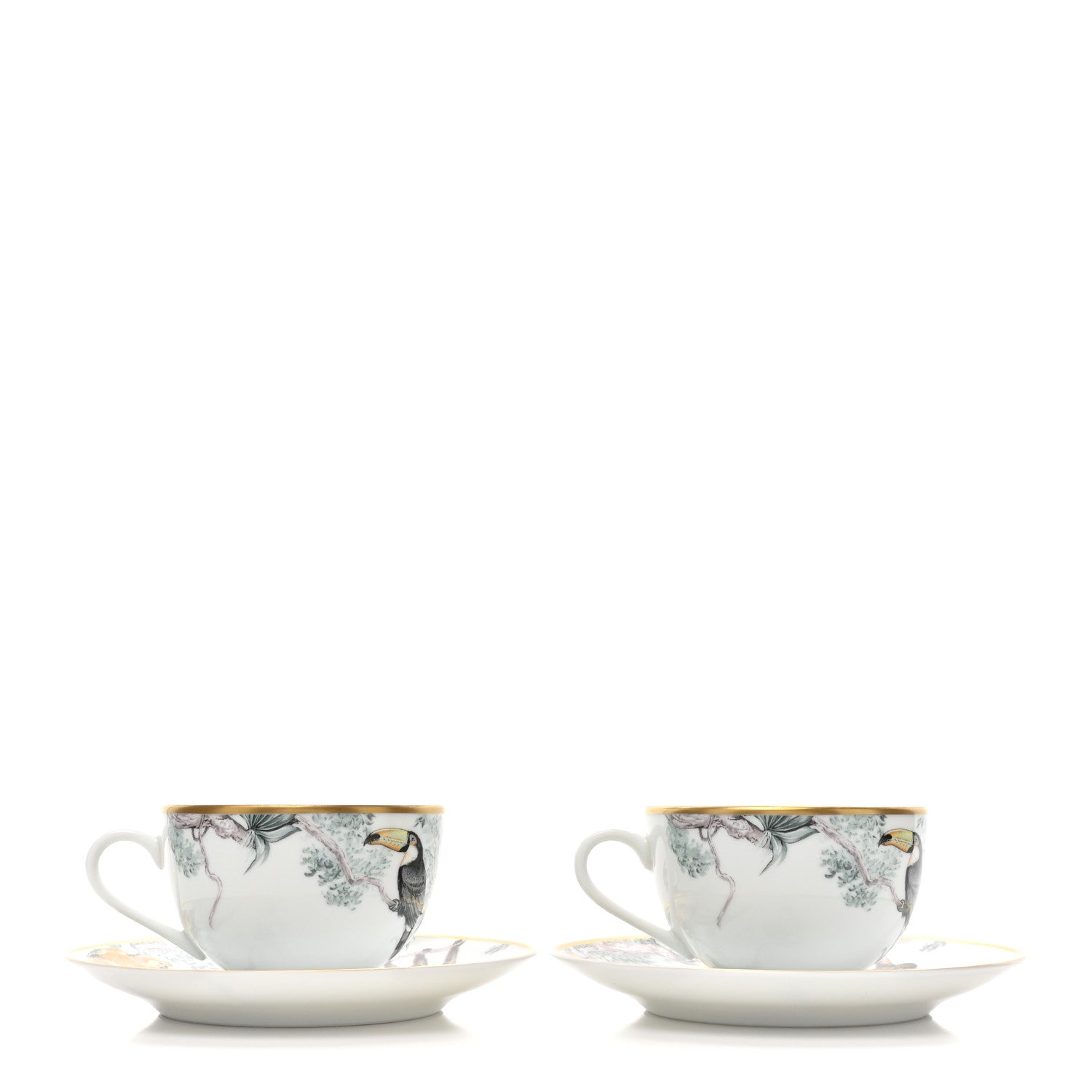 Hermes Porcelain Carnets d'Equateur Tea Cup and Saucer Set of 2 1 of 9