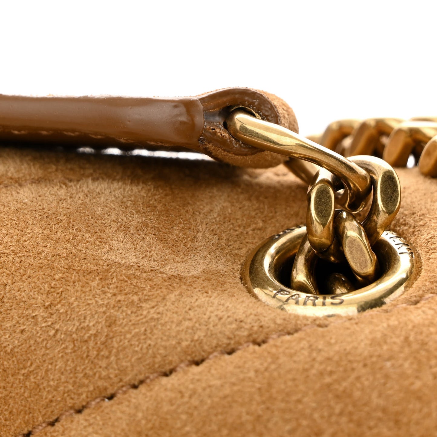 Suede Calfskin Y Quilted Monogram Small Loulou Chain Satchel Cinnamon