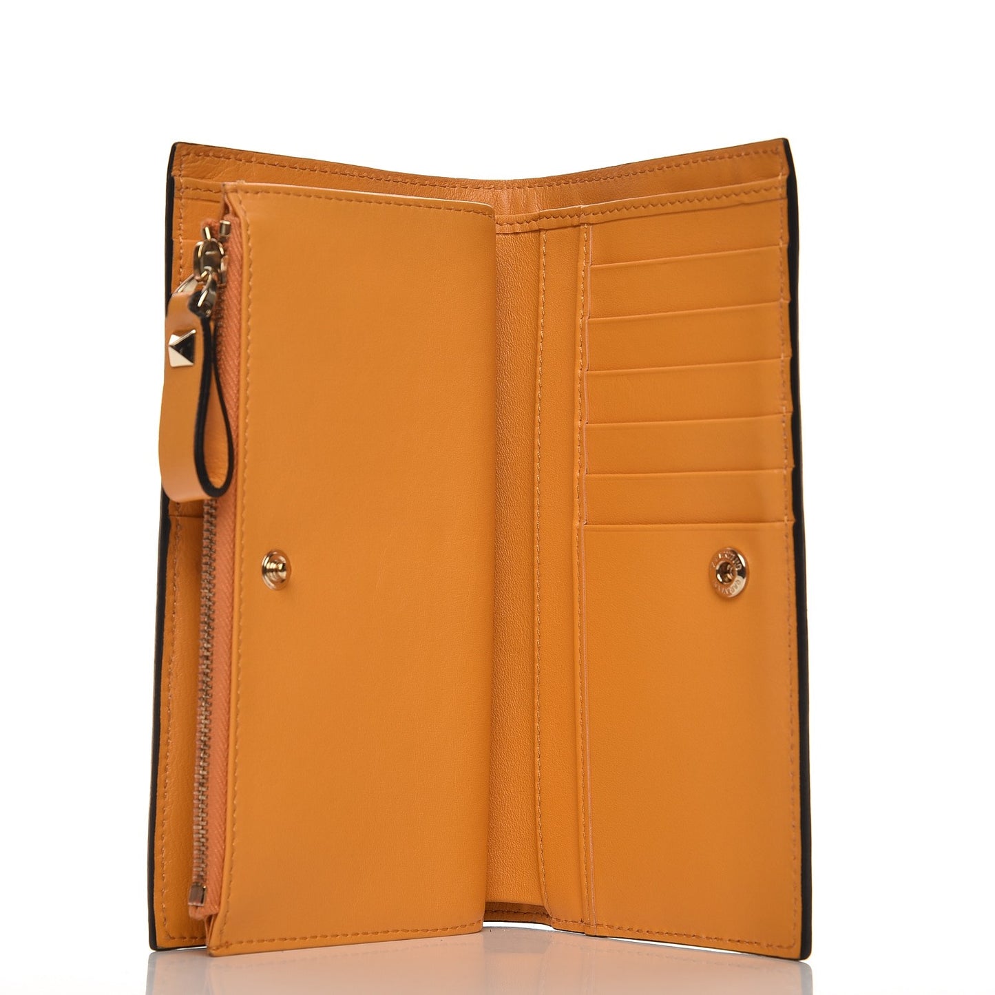 Calfskin Rockstud Continental Wallet Mandarin Sorbet