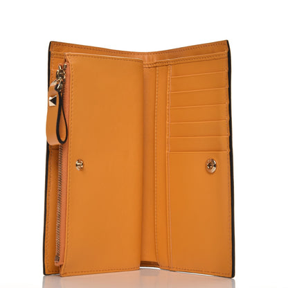 Valentino Garavani Calfskin Rockstud Continental Wallet Mandarin Sorbet 6 of 8