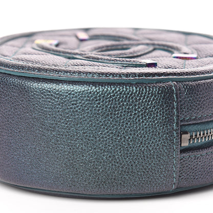 Chanel Iridescent Caviar Quilted Round Filigree Crossbody Dark Turquoise 9 of 11