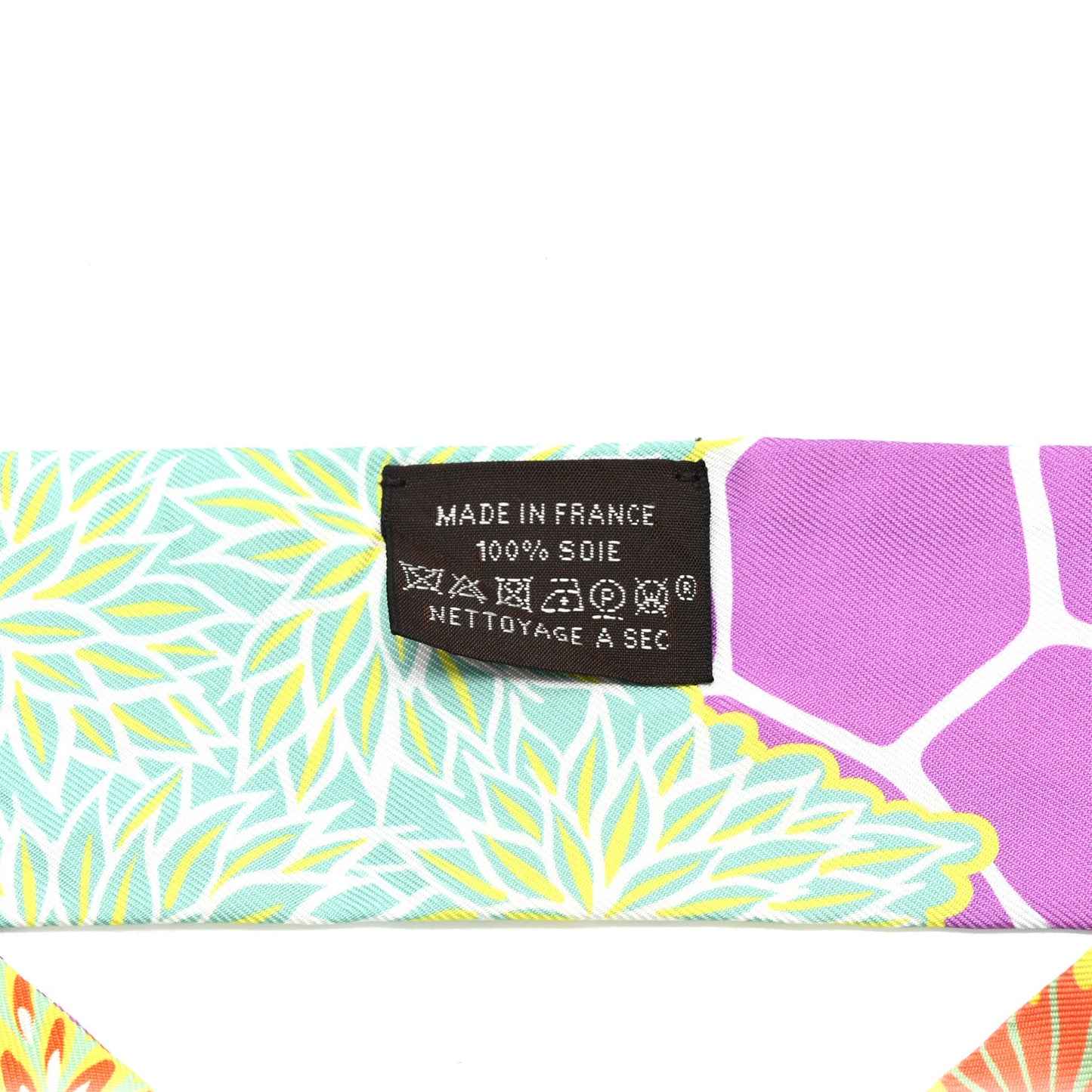 Silk The Three Graces Twilly Canard Mauve Jaune Fluo