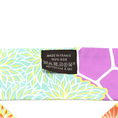 Hermes Silk The Three Graces Twilly Canard Mauve Jaune Fluo 4 of 4