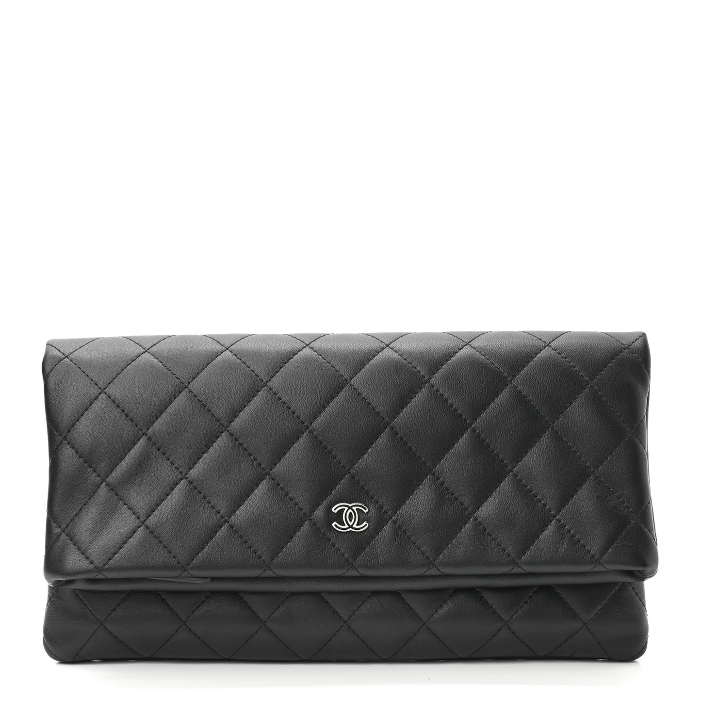 Lambskin Quilted CC Beauty Clutch Black