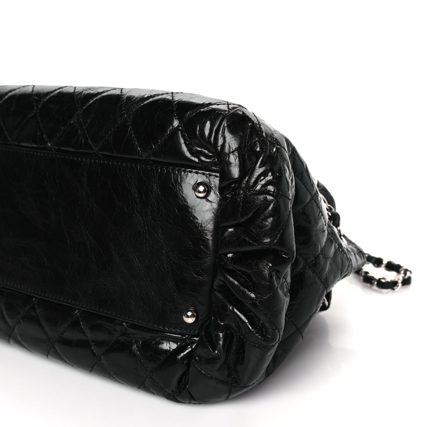 Glazed Calfskin Quilted Tweed Portobello Tote Black