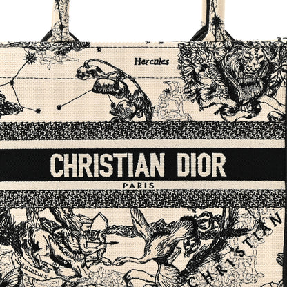 Christian Dior Canvas Embroidered Small Zodiac Toile De Jouy Book Tote Latte 8 of 14