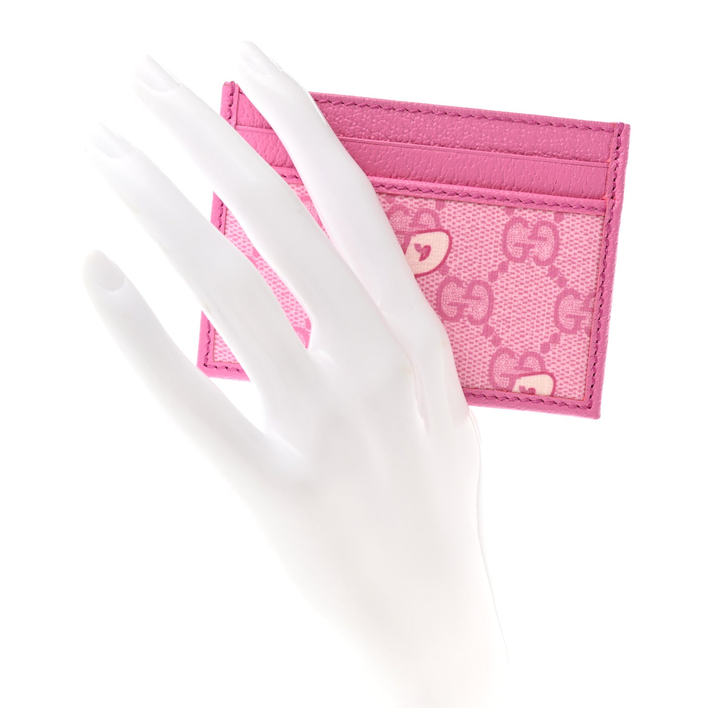 X PALACE GG Supreme Monogram Palace Textured Dollar Calfskin Card Holder Pink Pale Rose Palace