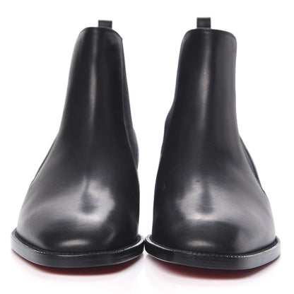 Christian Louboutin Calfskin Ingrassato Womens Marmada Flat Chelsea Boots 34.5 Black 2 of 7