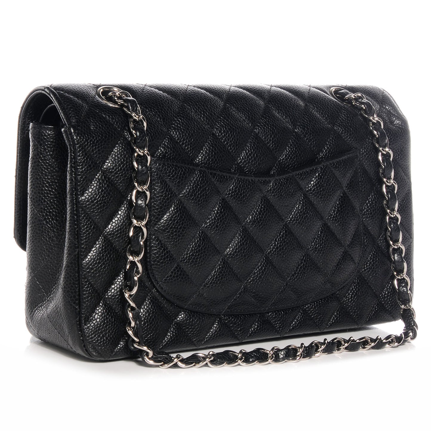 Caviar Quilted Medium Double Flap Black