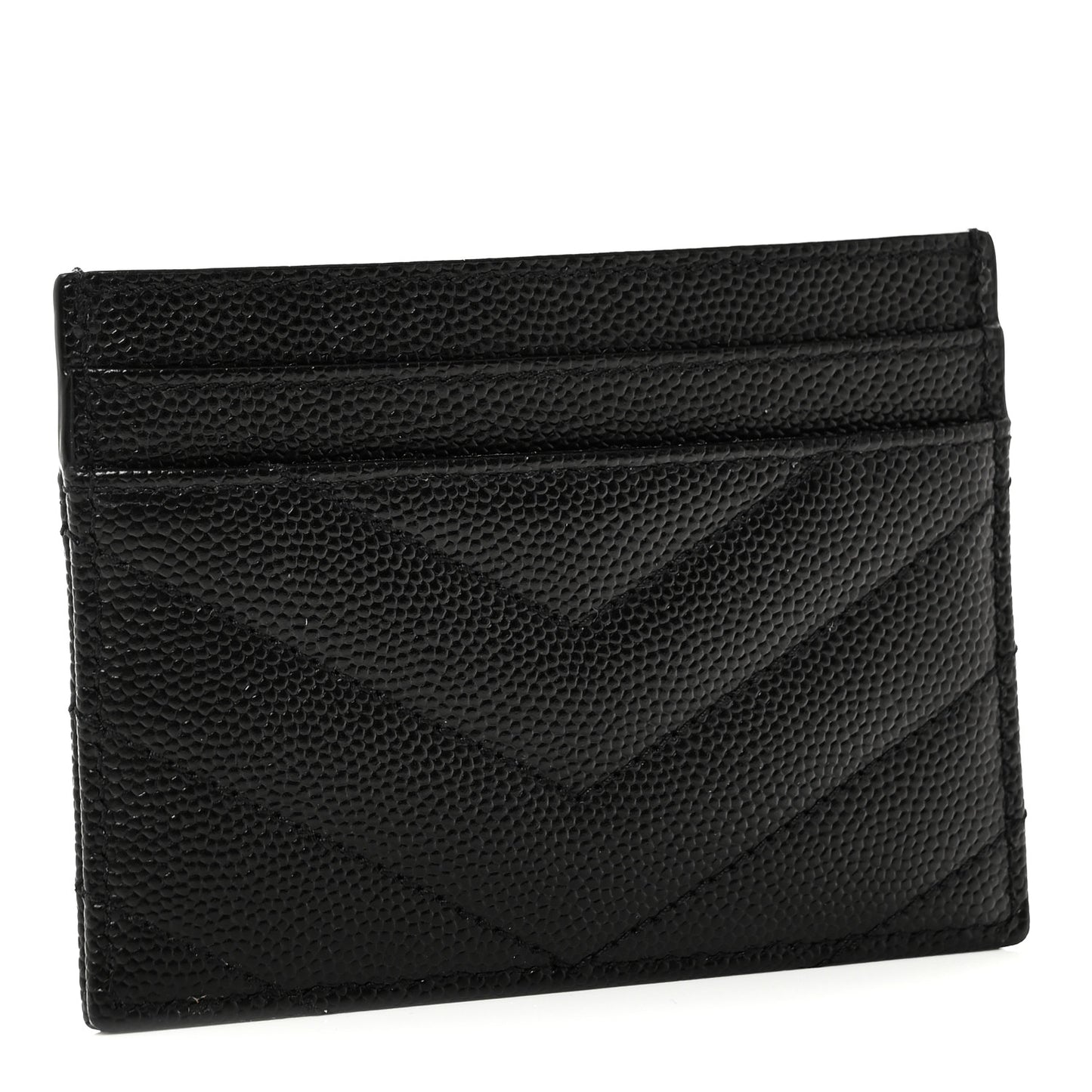 Grain De Poudre Matelasse Chevron Monogram Credit Card Case Black