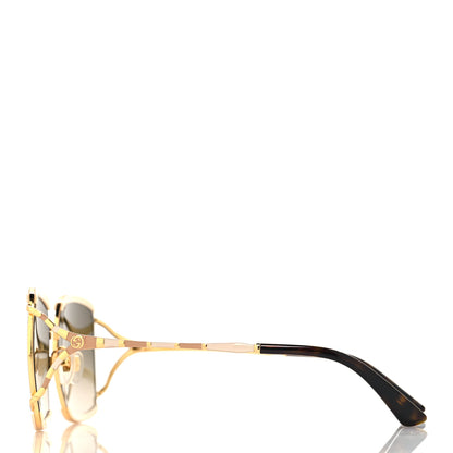 Gucci Metal Square Frame GG0593SK Sunglasses Ivory Gold Brown 3 of 7