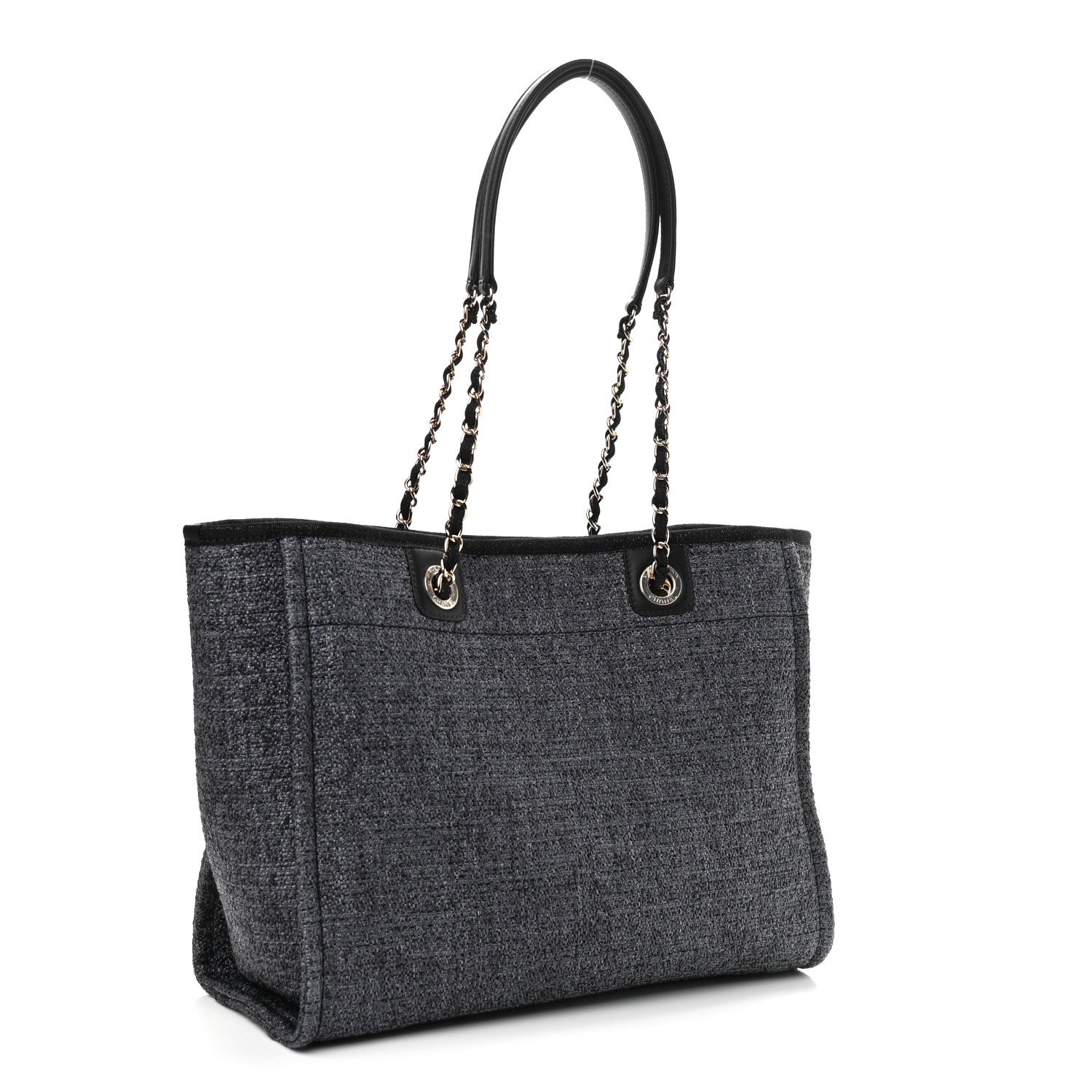 Chanel Lurex Boucle Small Deauville Tote Grey 3 of 10