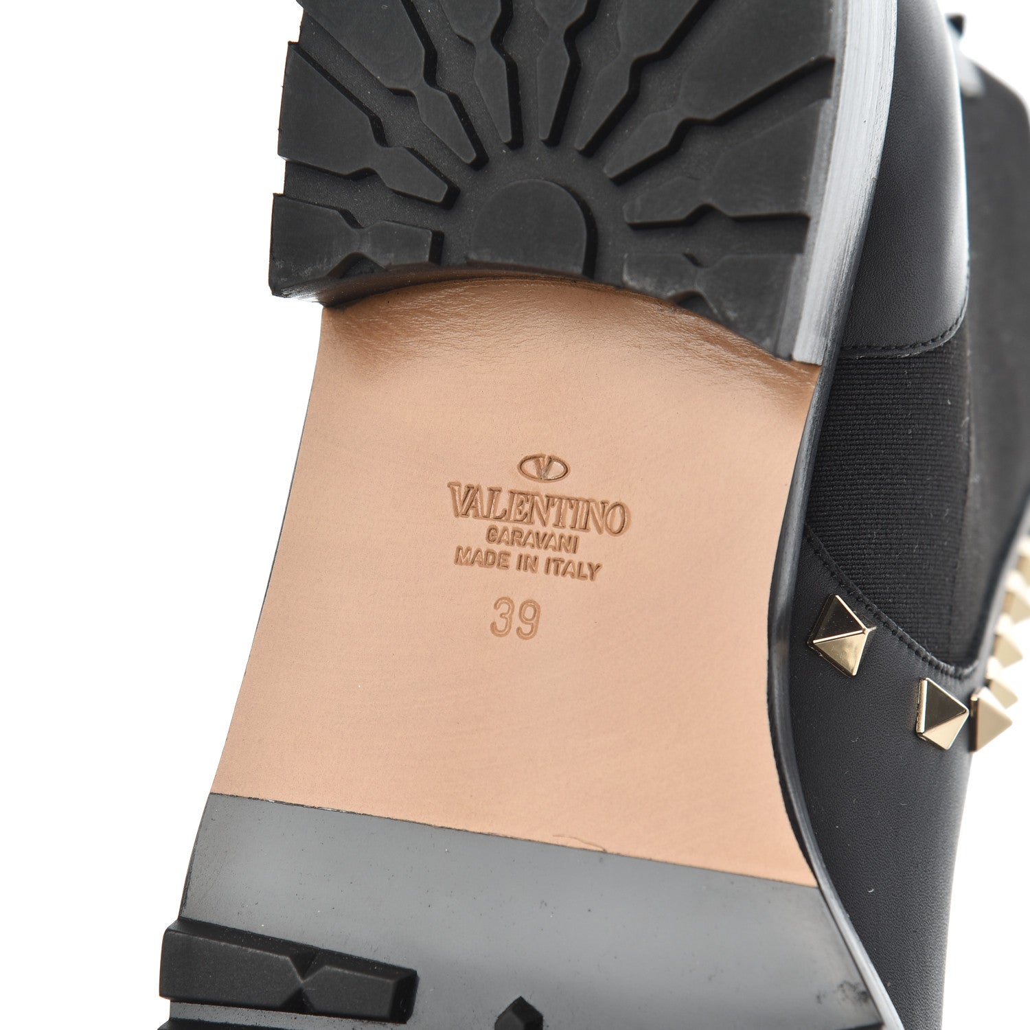 Valentino Garavani Calfskin Rockstud Beatle Chelsea 20mm Ankle Boots 39 Black 7 of 9