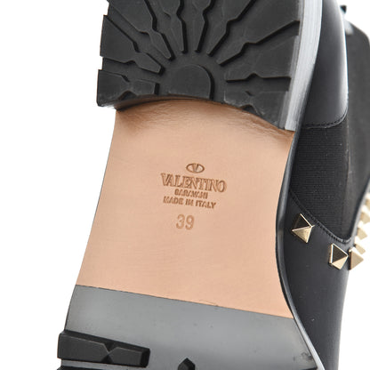 Valentino Garavani Calfskin Rockstud Beatle Chelsea 20mm Ankle Boots 39 Black 7 of 9