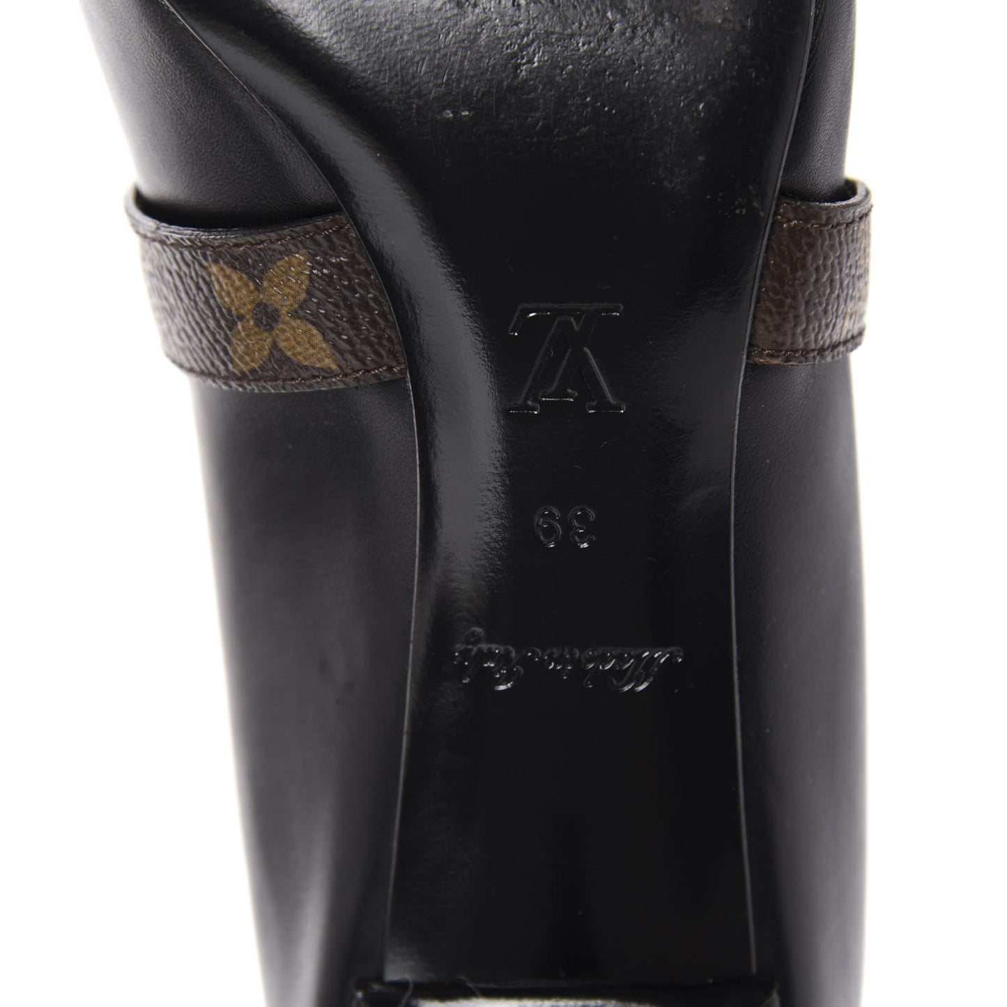 Calfskin Patent Monogram Cross Strap Pumps 39 Black