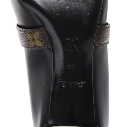 Louis Vuitton Calfskin Patent Monogram Cross Strap Pumps 39 Black 10 of 11