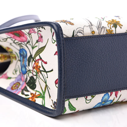 Gucci Canvas Medium Flora Tote White Multicolor Blue Agata 10 of 13