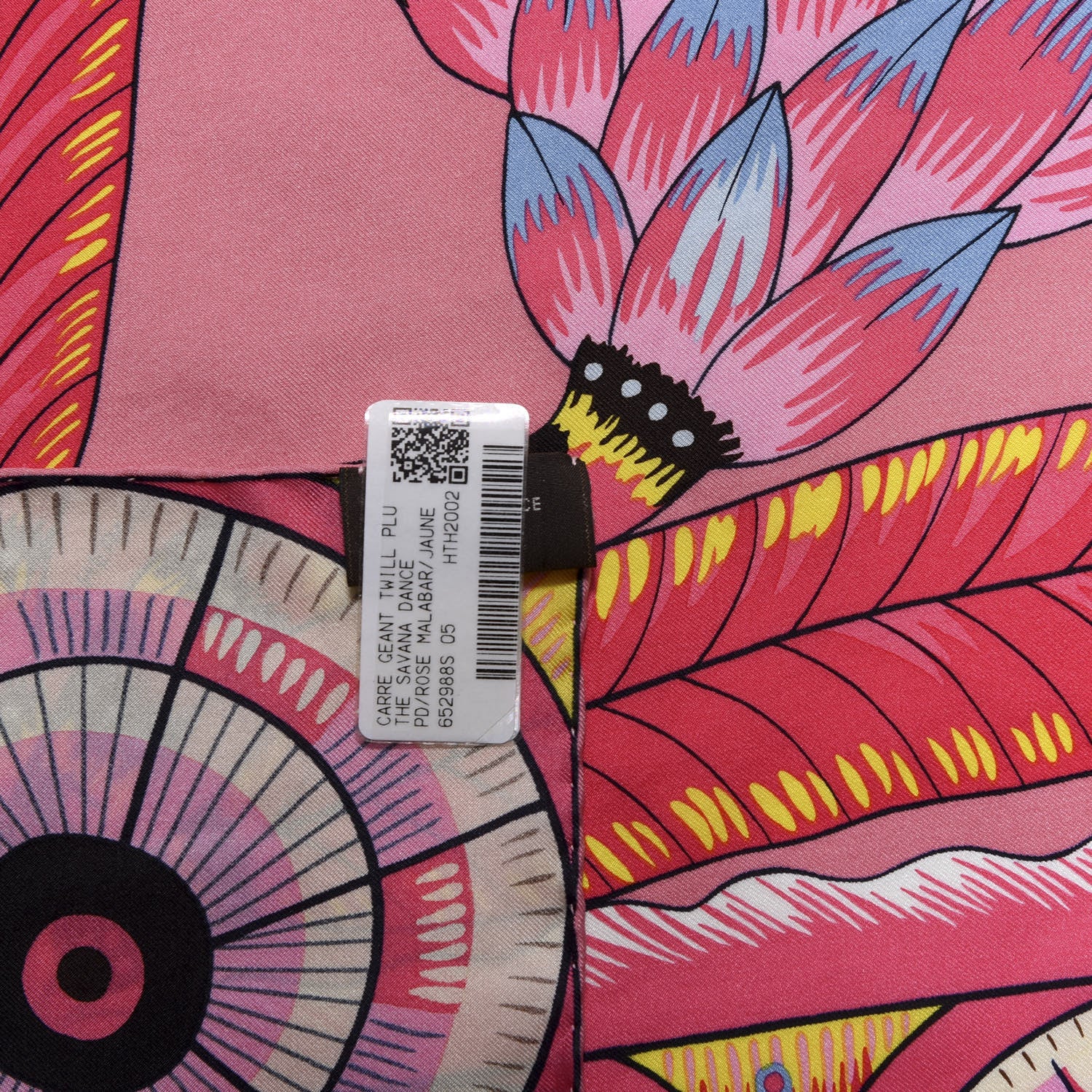 Hermes Silk The Savana Dance Wash 140 Scarf Rose Malabar Jaune Vieux Rose 4 of 4