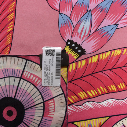 Hermes Silk The Savana Dance Wash 140 Scarf Rose Malabar Jaune Vieux Rose 4 of 4