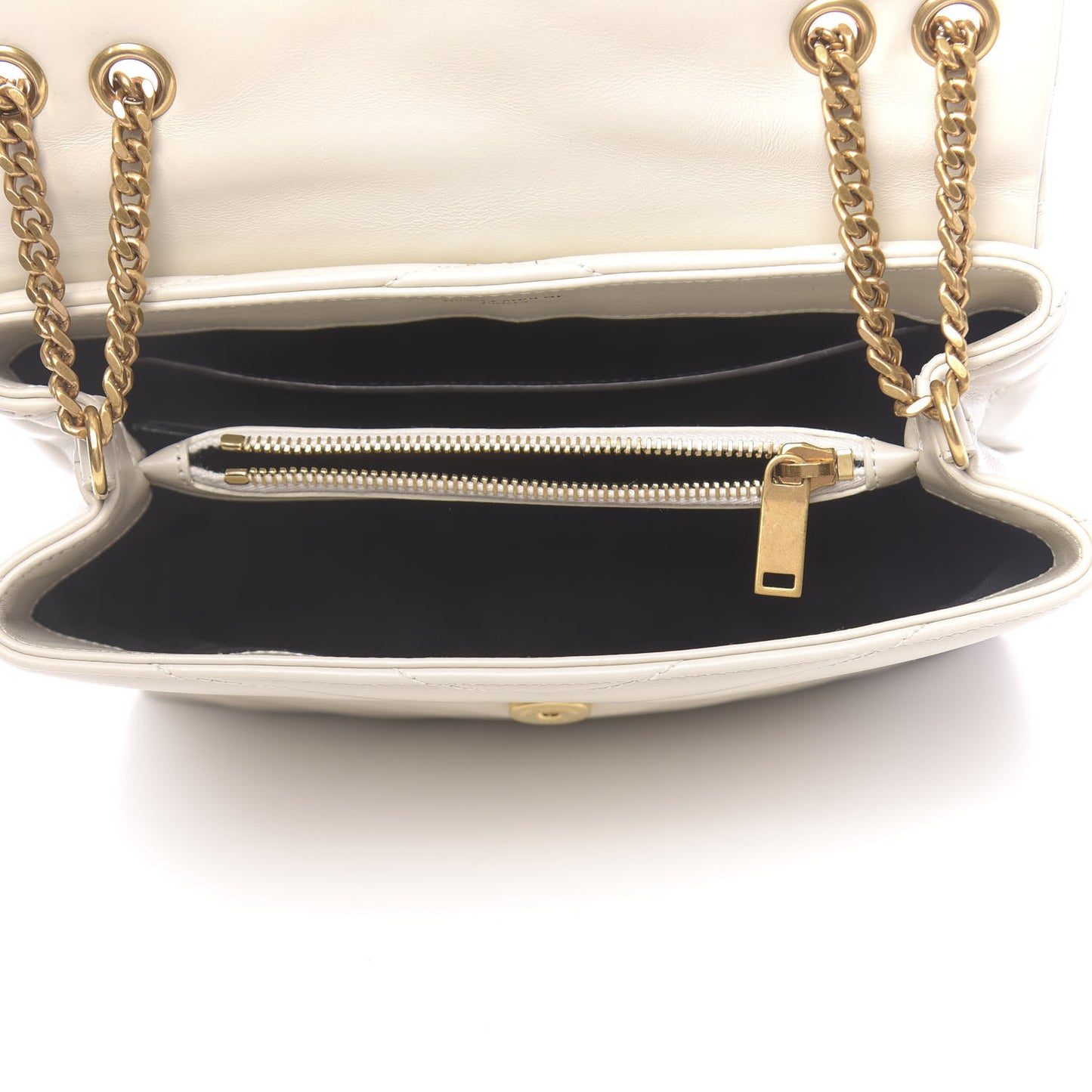 Calfskin Y Quilted Monogram Small Loulou Chain Satchel Ivory