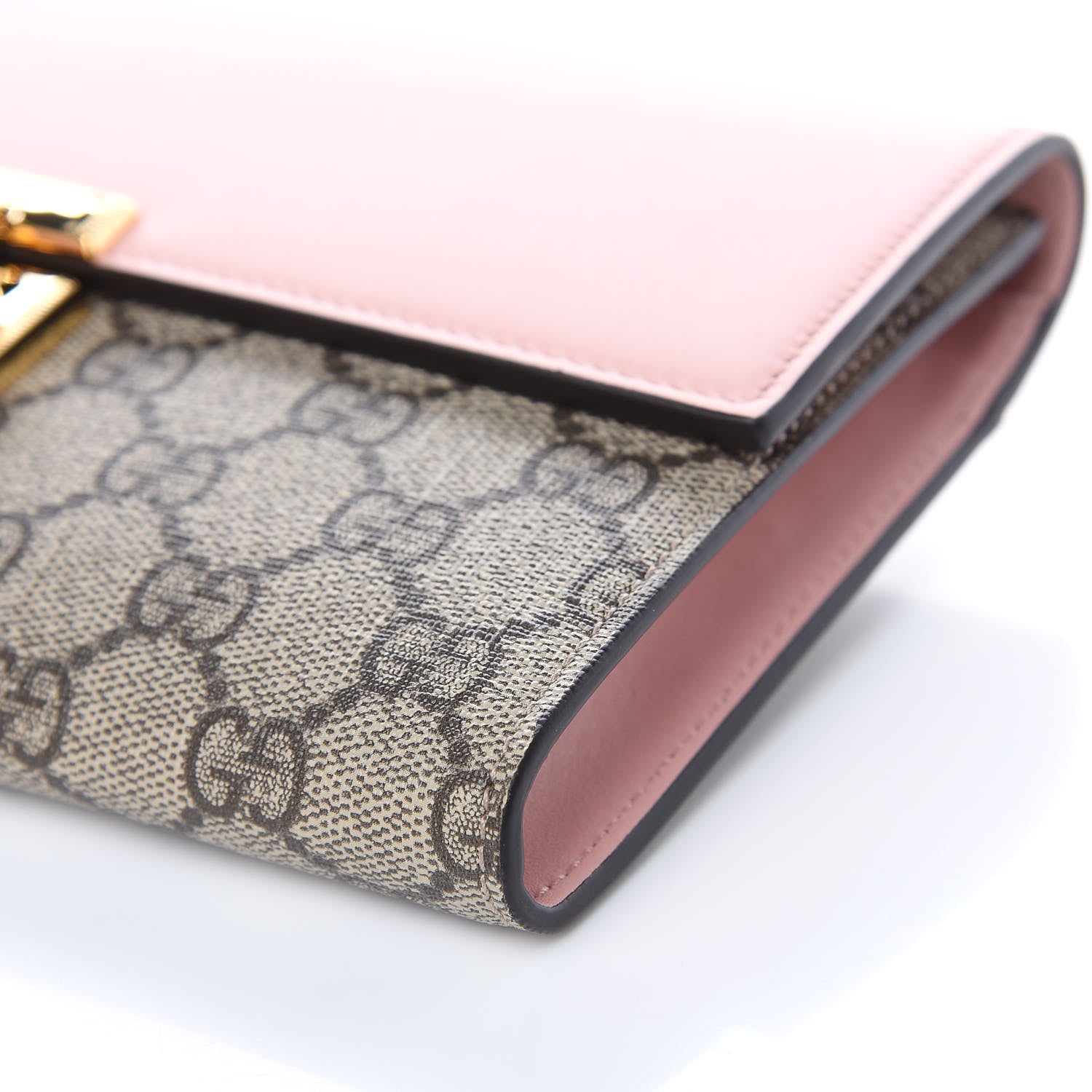 Gucci GG Supreme Monogram Calfskin Padlock Clutch Beige Perfect Pink 9 of 10