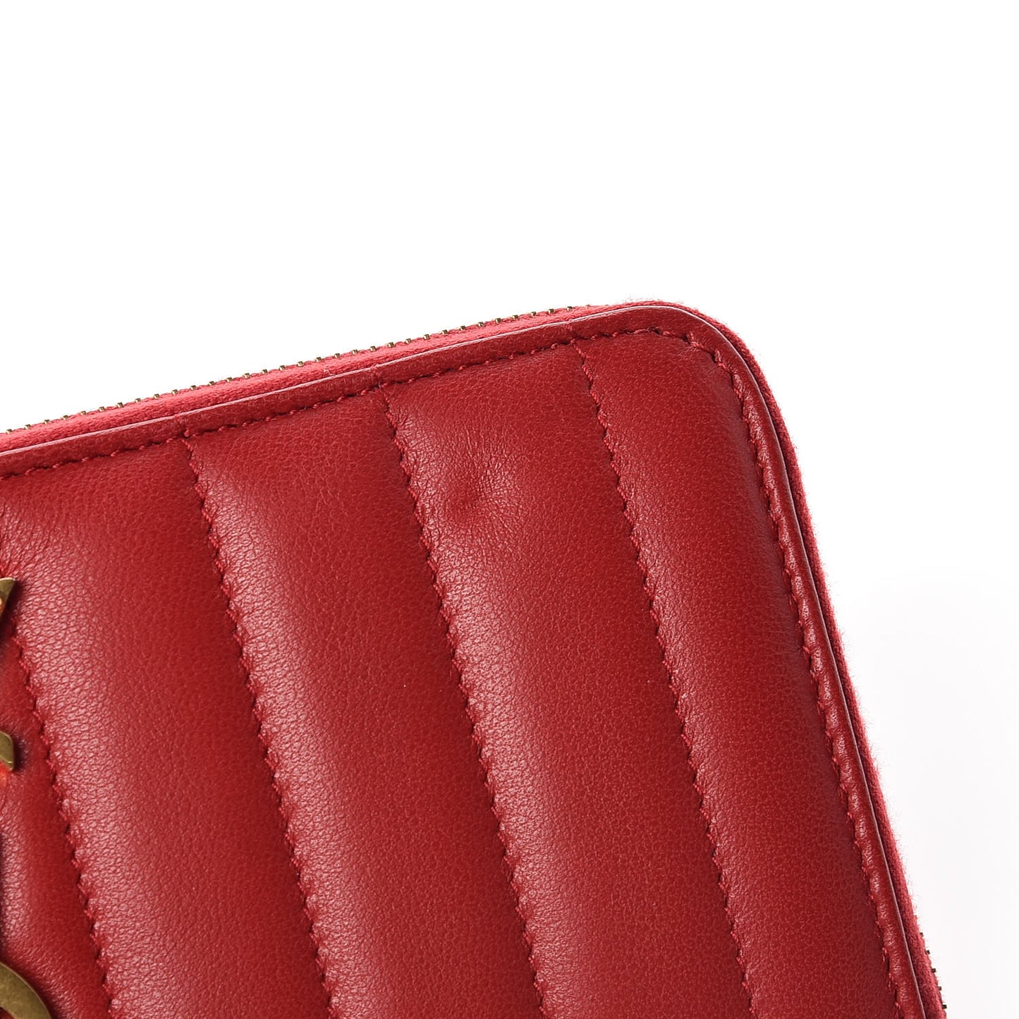 Lambskin Matelasse Monogram Vicky Zip Around Wallet Rouge Eros