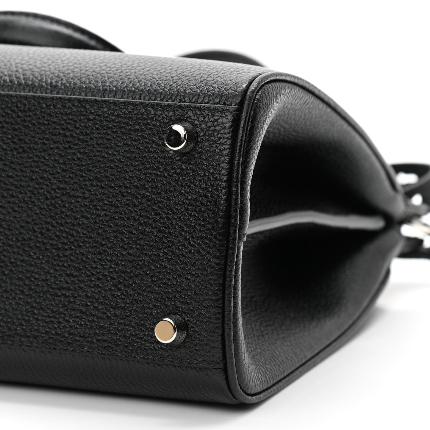 Grainy Calfskin Small Zumi Top Handle Bag Black
