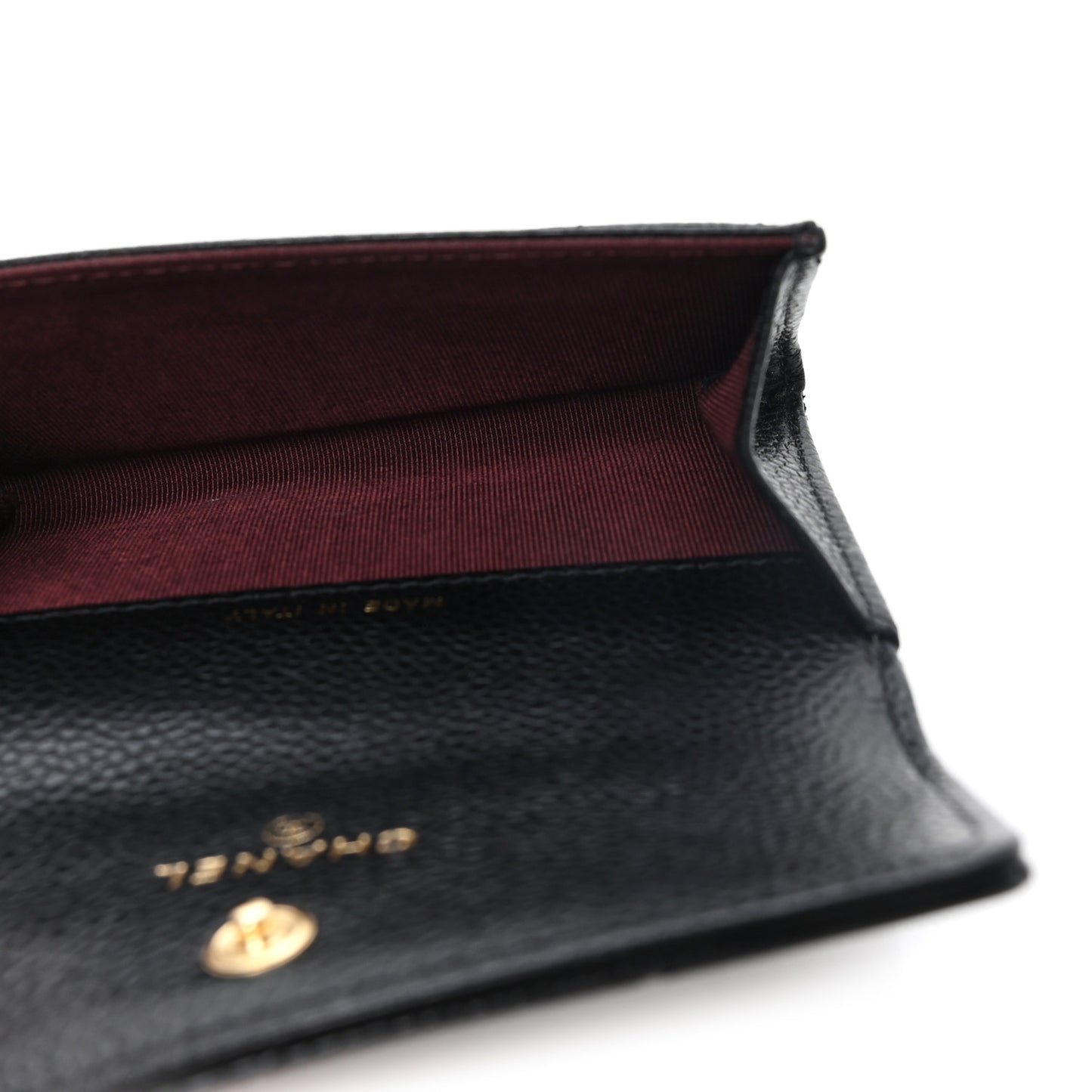 Caviar Quilted Flap Card Holder Wallet Black
