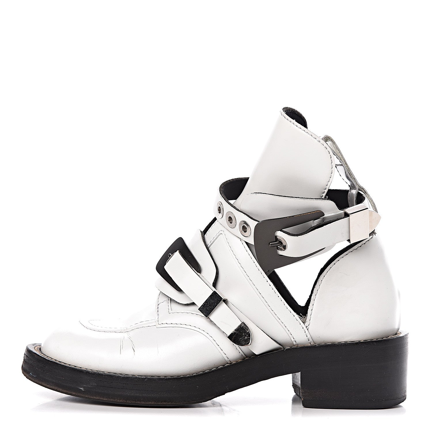Balenciaga Brushed Calfskin Ceinture Ankle Boots 39 White 1 of 21