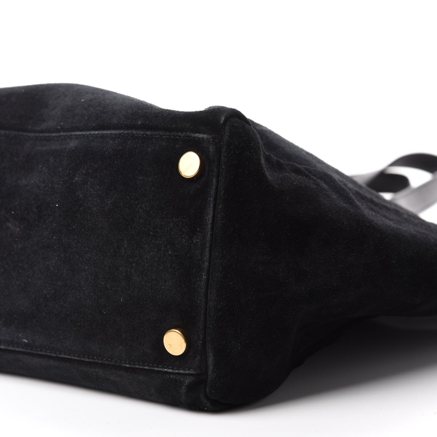 Calfskin Suede Reversible East West Shopper Tote Black