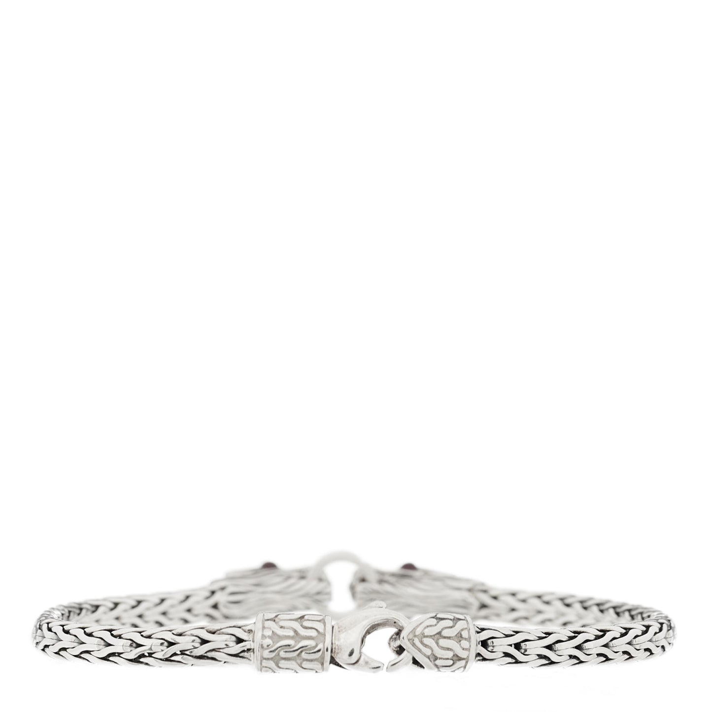 Sterling Silver Ruby Naga Double Dragon Head Bracelet