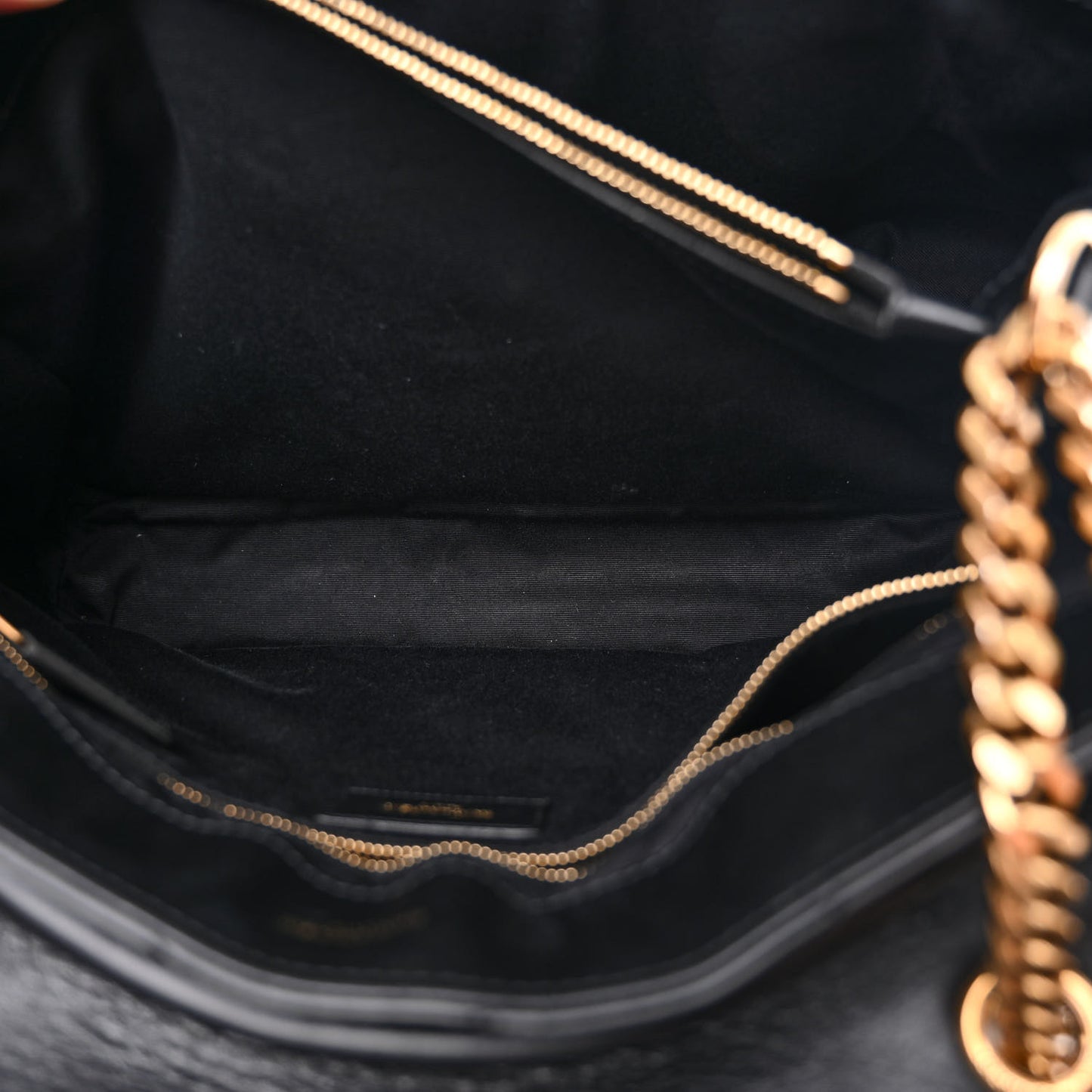 Calfskin Y Quilted Monogram Large Loulou Chain Satchel Black