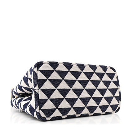 Prada Jacquard Triangolo Symbole Embroidered Tote Navy 5 of 11